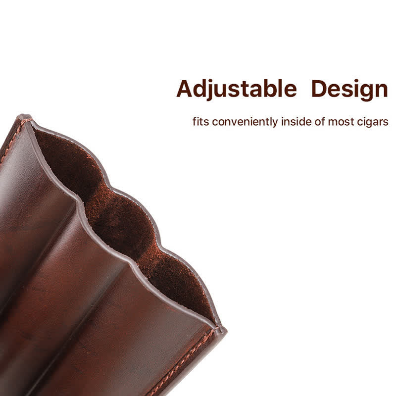 Cave à cigares portable en cuir marron (pour trois cigares)