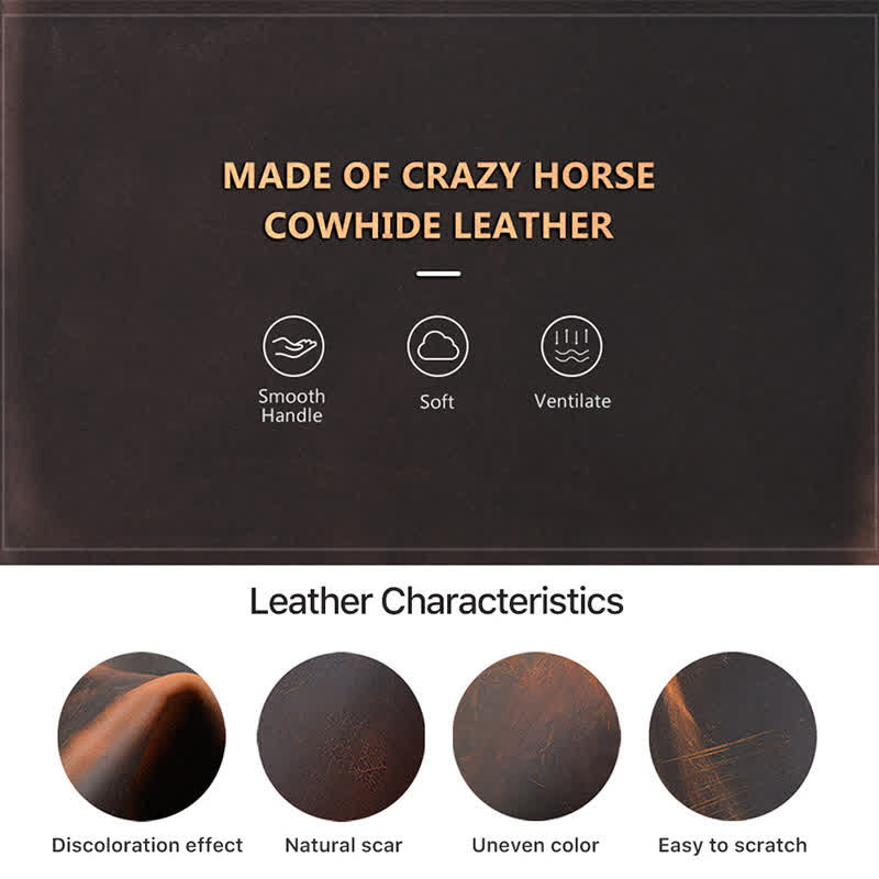 Étui à cigares en cuir de vachette Crazy Horse avec fermeture éclair (pour quatre cigares)