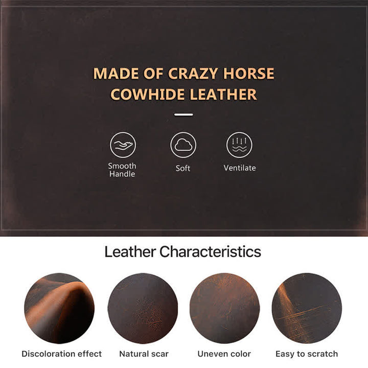 Étui à cigares en cuir de vachette Crazy Horse avec fermeture éclair (pour quatre cigares)