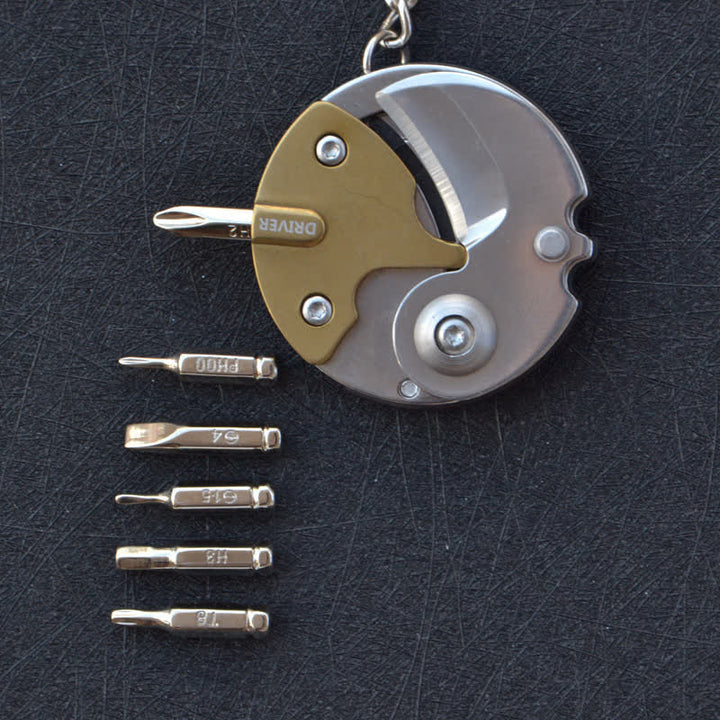 Couteau multifonction 8 en 1, tournevis, outil EDC, porte-clés - Or - image 9