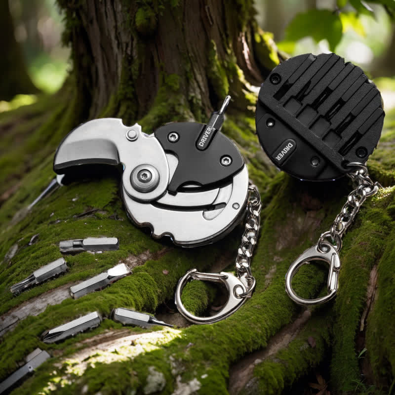Couteau multifonction 8 en 1, tournevis, outil EDC, porte-clés