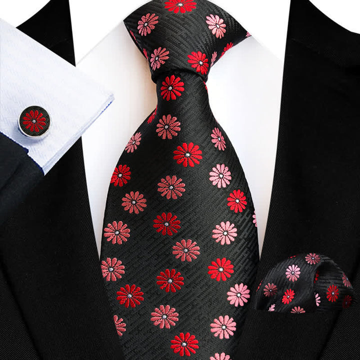 Ensemble de 3 cravates à motif de petites marguerites pour homme
