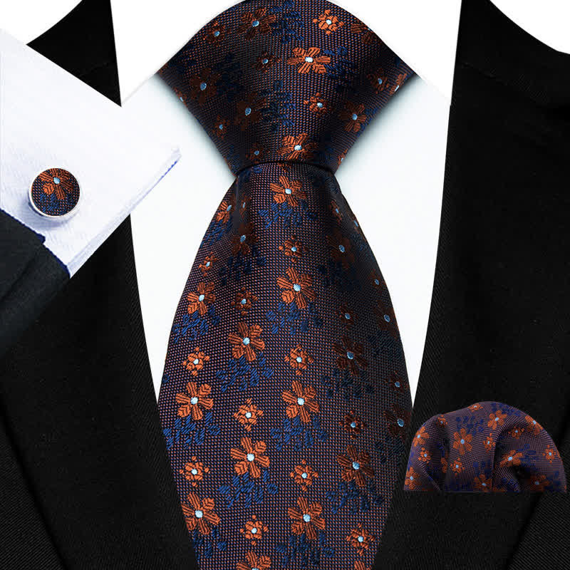 Ensemble de 3 cravates colorées pour hommes avec motif de fleurs