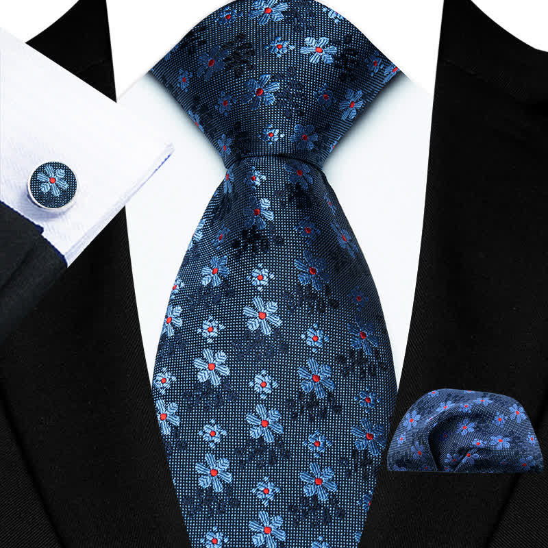 Ensemble de 3 cravates colorées pour hommes avec motif de fleurs