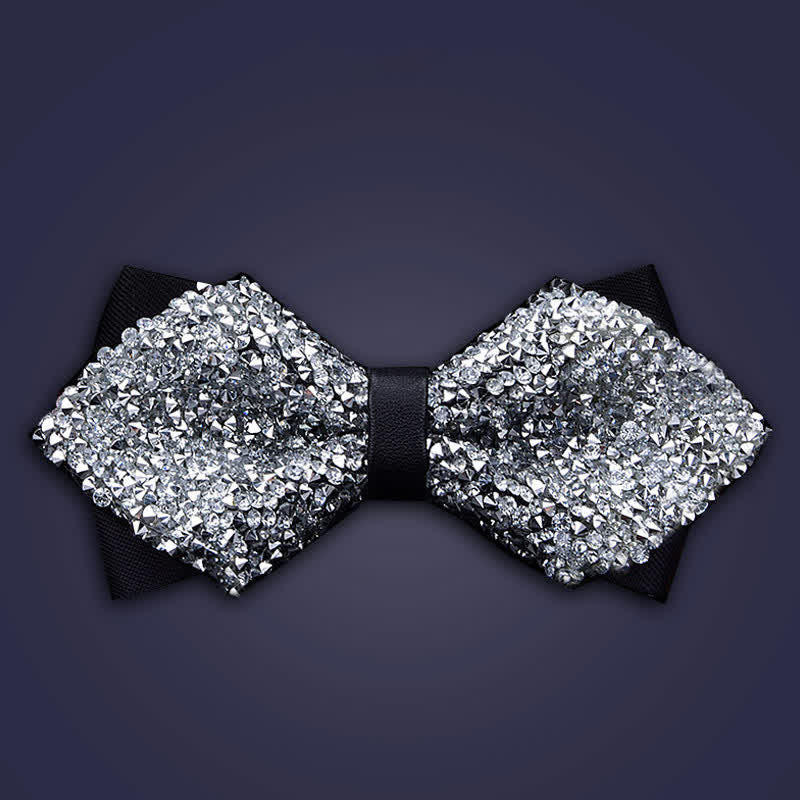 Nœud papillon décontracté à strass en cristal pour homme