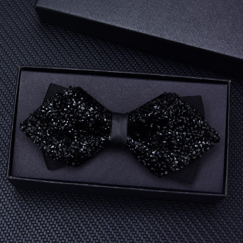 Nœud papillon décontracté à strass en cristal pour homme