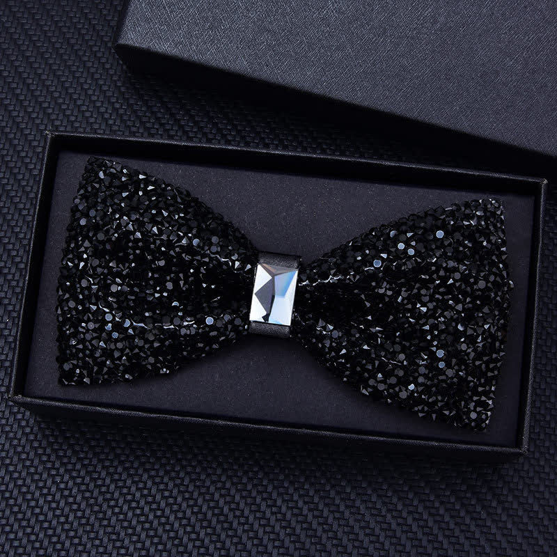 Nœud papillon décontracté à strass en cristal pour homme