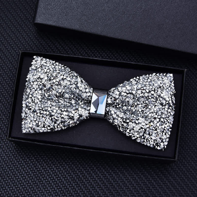 Nœud papillon décontracté à strass en cristal pour homme