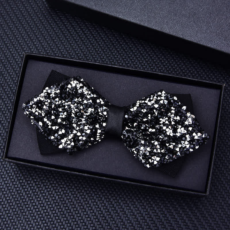 Nœud papillon décontracté à strass en cristal pour homme