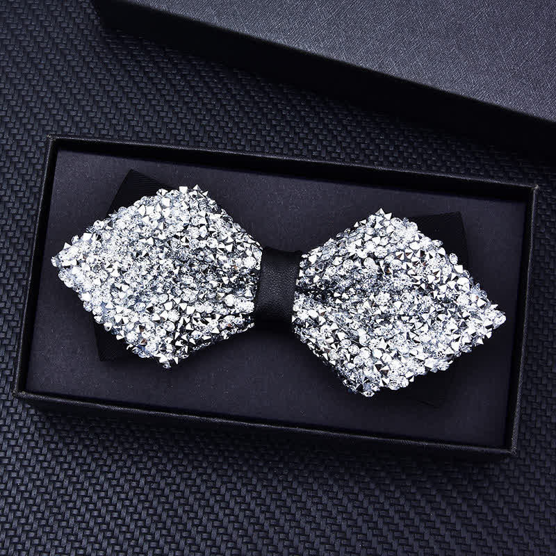 Nœud papillon décontracté à strass en cristal pour homme