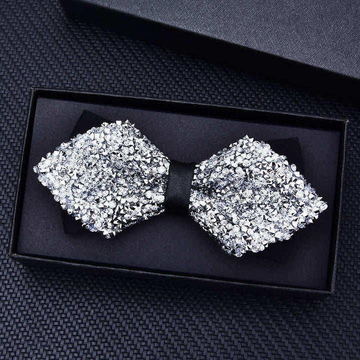 Nœud papillon décontracté à strass en cristal pour homme