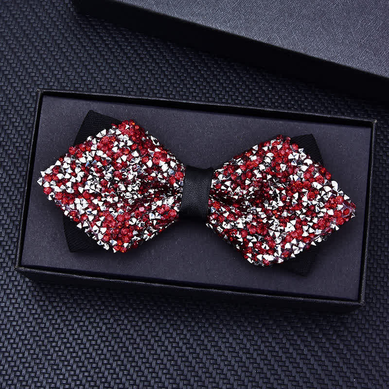Nœud papillon décontracté à strass en cristal pour homme
