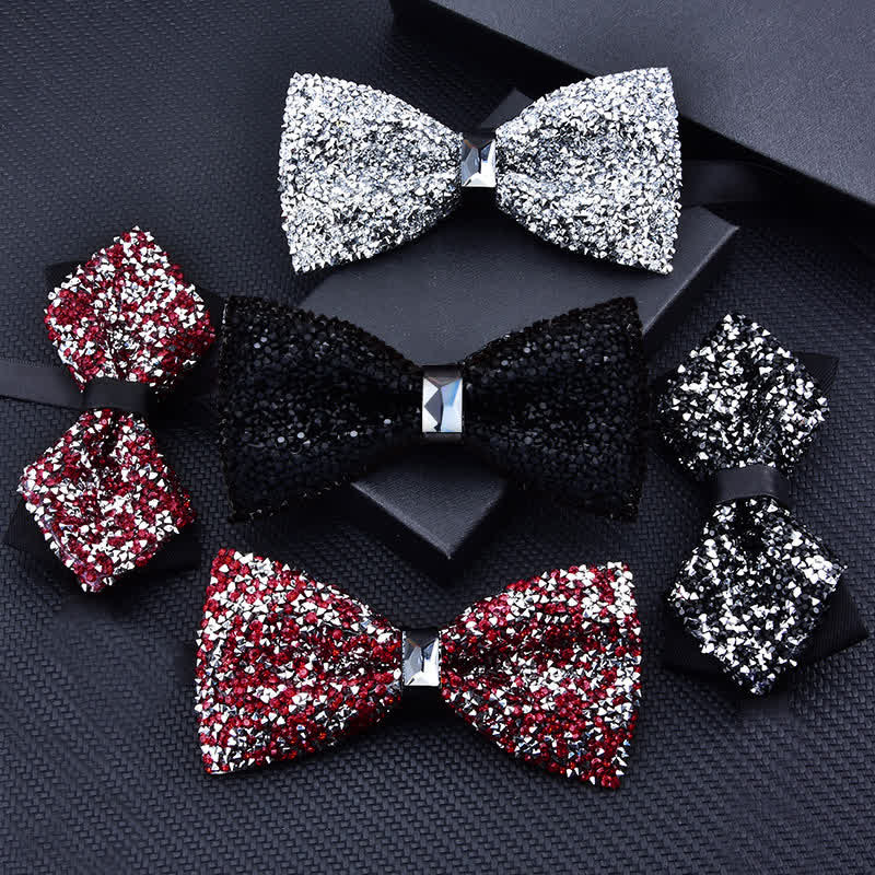 Nœud papillon décontracté à strass en cristal pour homme