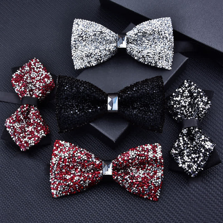 Nœud papillon décontracté à strass en cristal pour homme