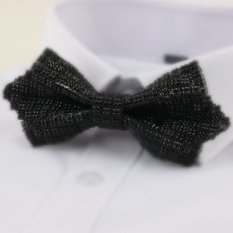 Nœud papillon carré pointu à double épaisseur avec strass pour homme