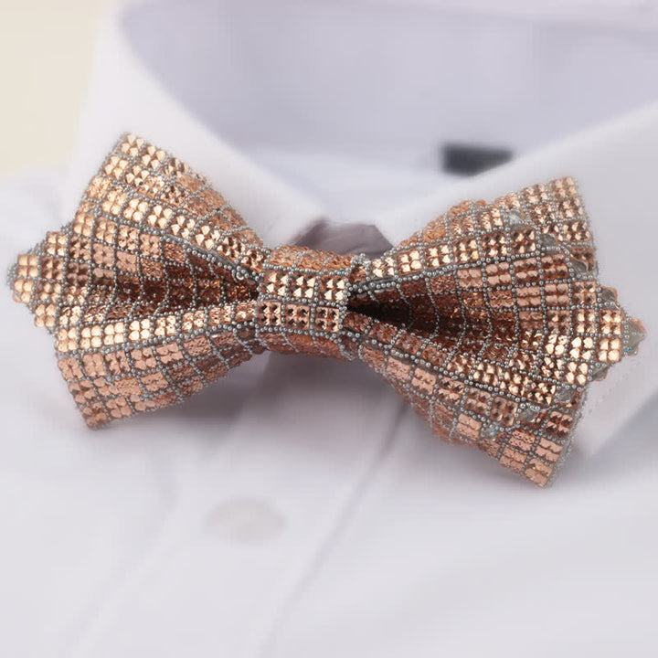 Nœud papillon carré pointu à double épaisseur avec strass pour homme