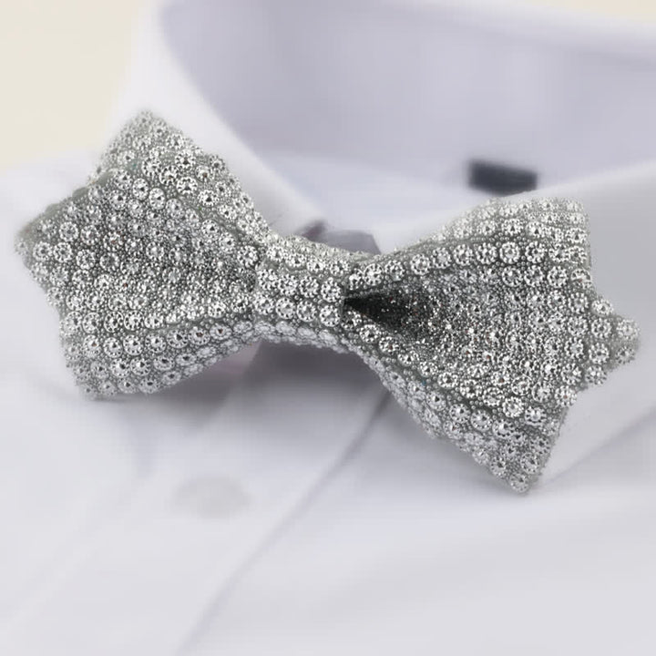Nœud papillon rond à double épaisseur et à strass pour homme