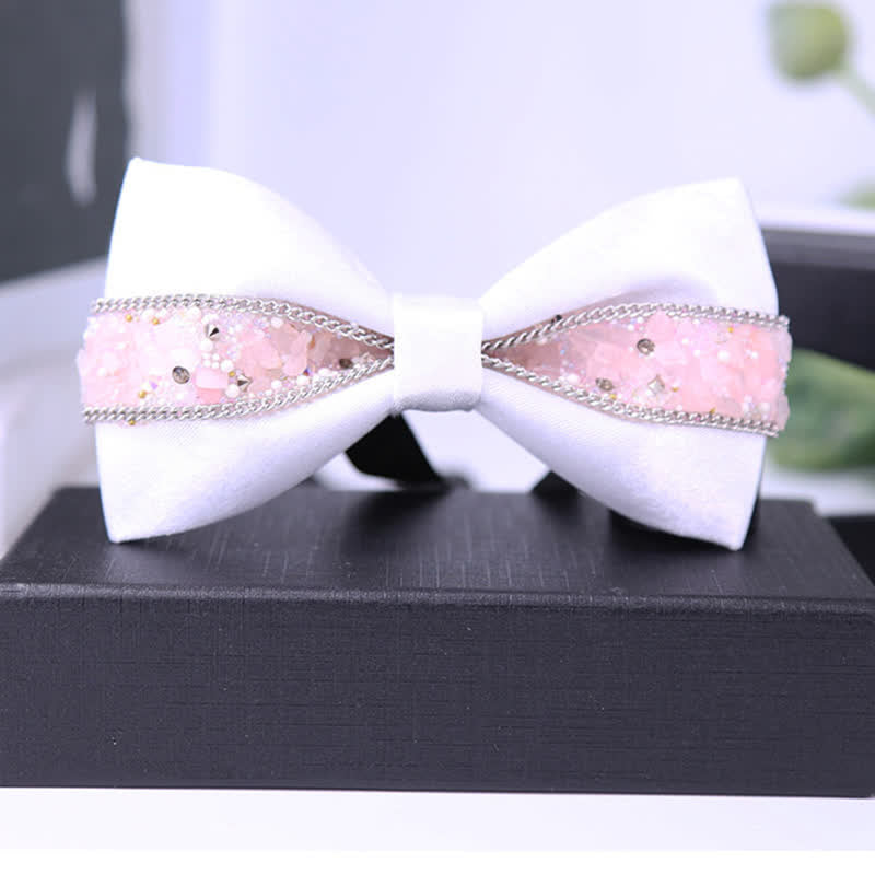 Nœud papillon à strass scintillants pour homme avec base noire