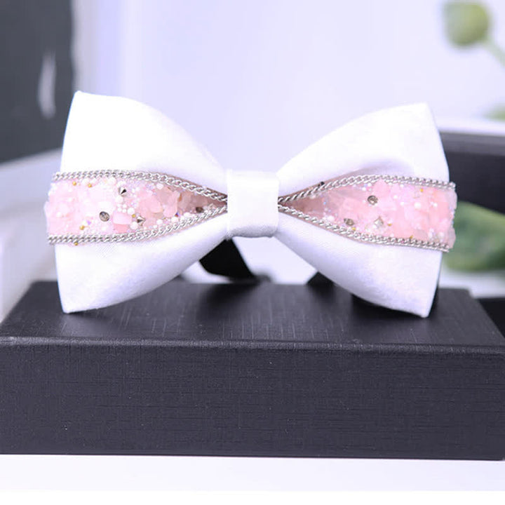 Nœud papillon à strass scintillants pour homme avec base noire