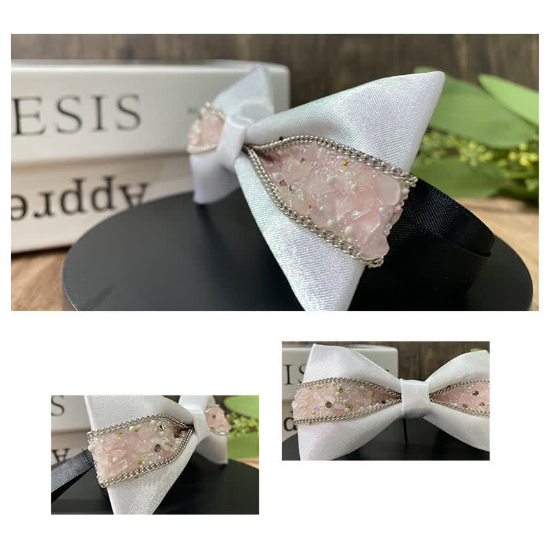 Nœud papillon à strass scintillants pour homme avec base noire