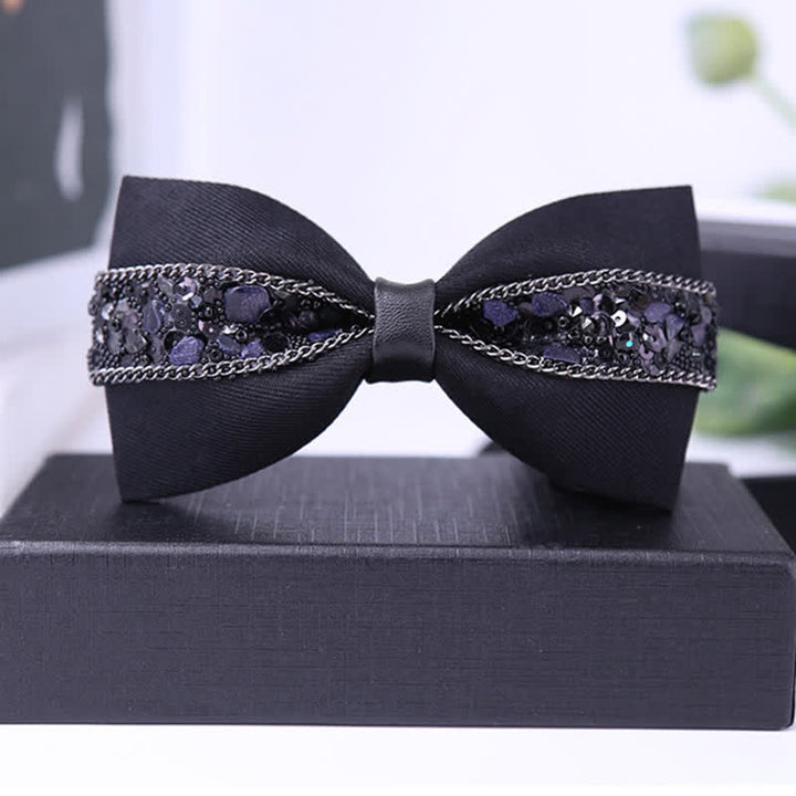 Nœud papillon à strass scintillants pour homme avec base noire