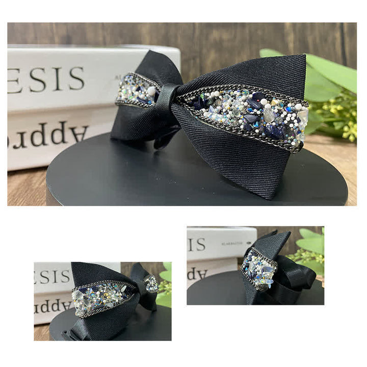 Nœud papillon à strass scintillants pour homme avec base noire