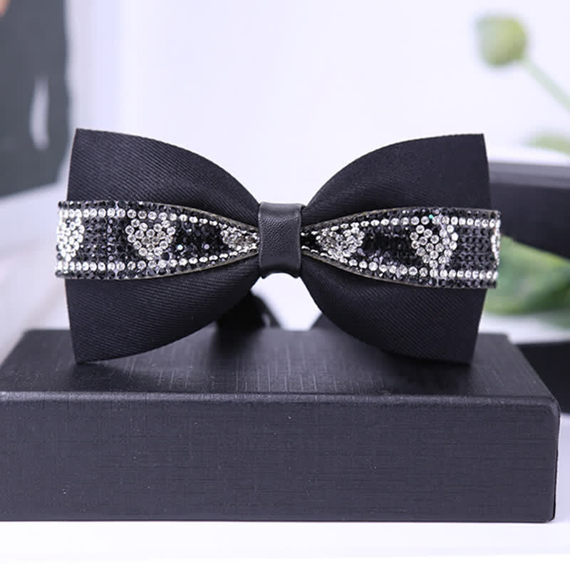 Nœud papillon à strass scintillants pour homme avec base noire