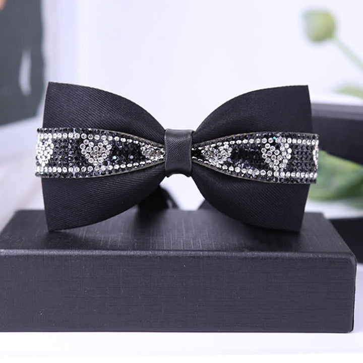 Nœud papillon à strass scintillants pour homme avec base noire