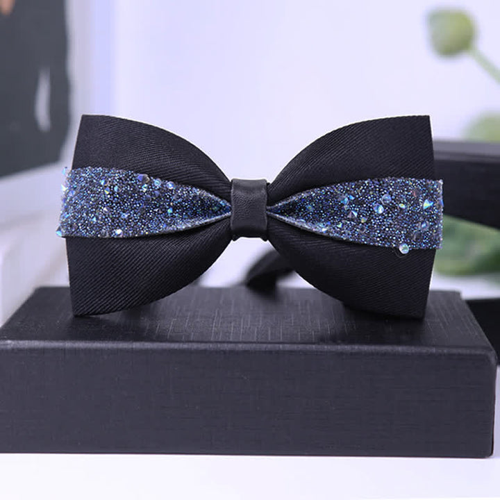 Nœud papillon à strass scintillants pour homme avec base noire