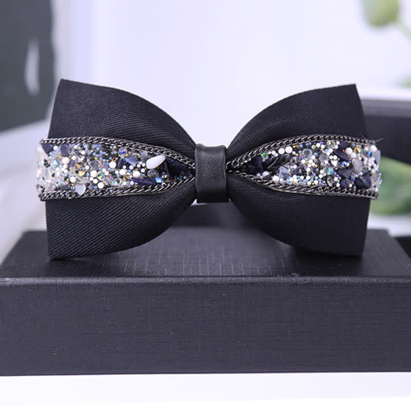 Nœud papillon à strass scintillants pour homme avec base noire