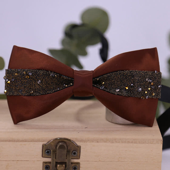 Nœud papillon à strass scintillants pour homme avec base noire
