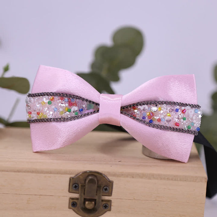Nœud papillon à strass scintillants pour homme avec base noire
