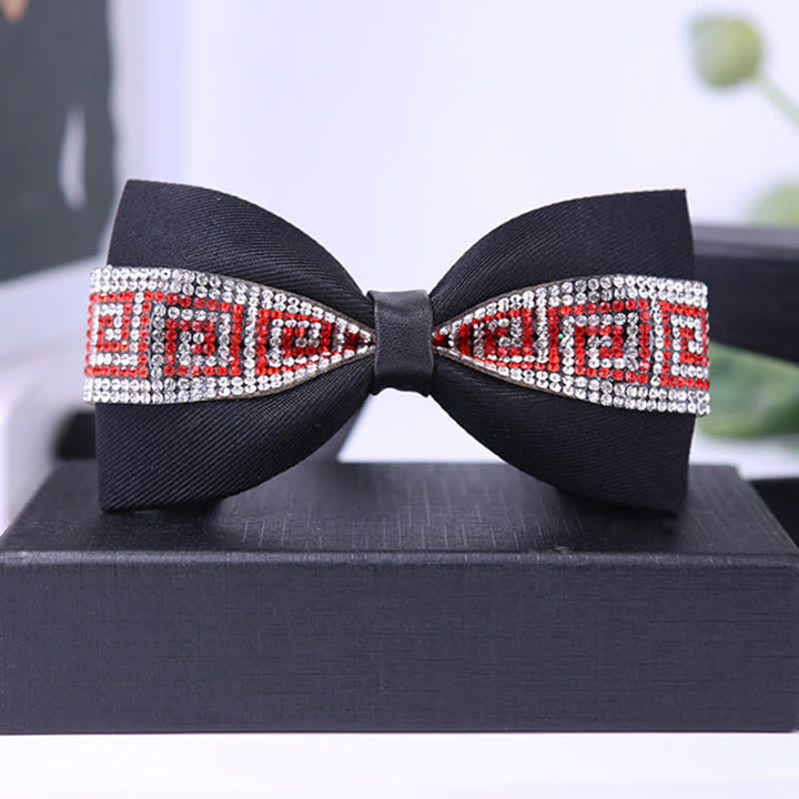 Nœud papillon à strass scintillants pour homme avec base noire