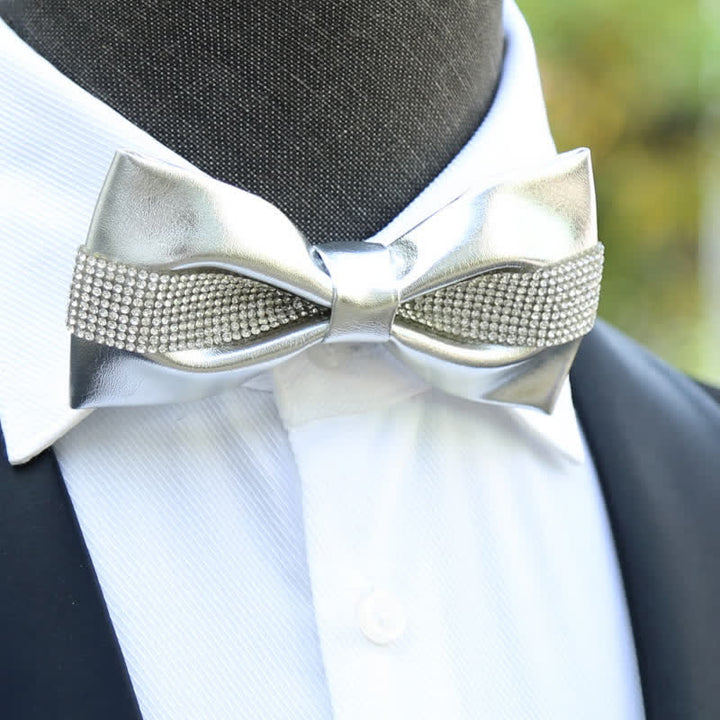 Nœud papillon à strass scintillants pour homme avec base noire