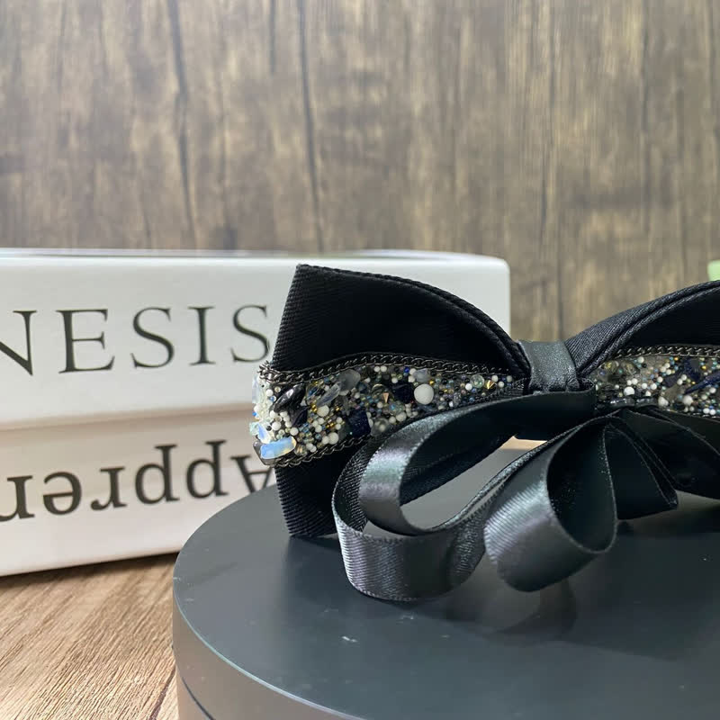 Nœud papillon à strass scintillants pour homme avec base noire