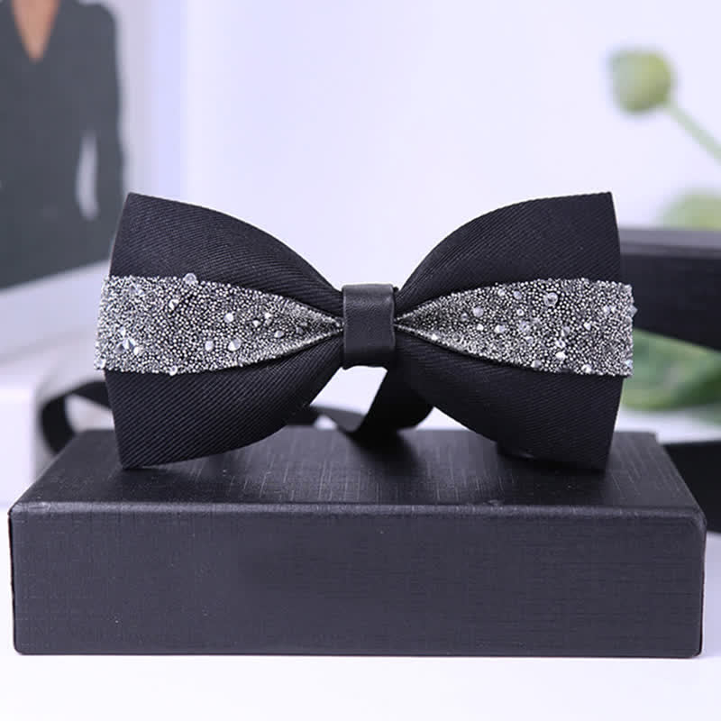 Nœud papillon à strass scintillants pour homme avec base noire