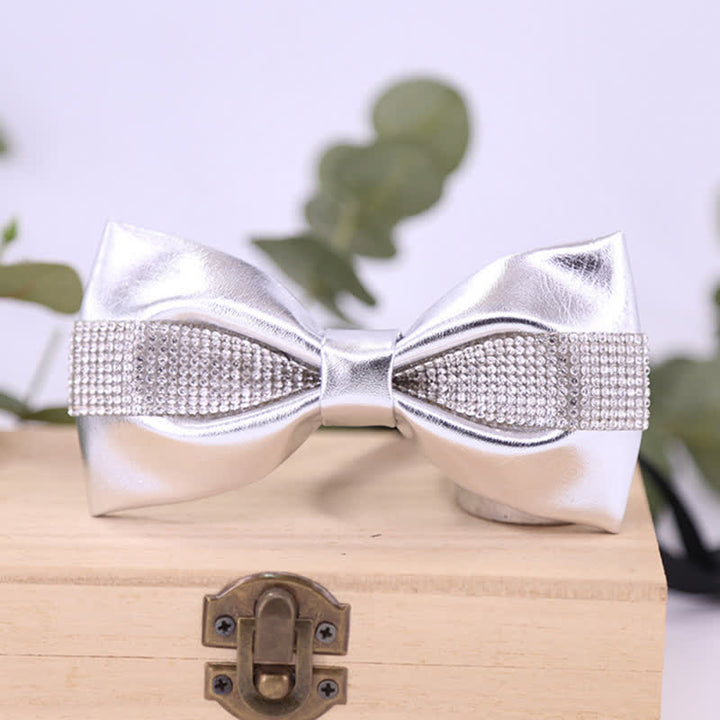 Nœud papillon à strass scintillants pour homme avec base noire