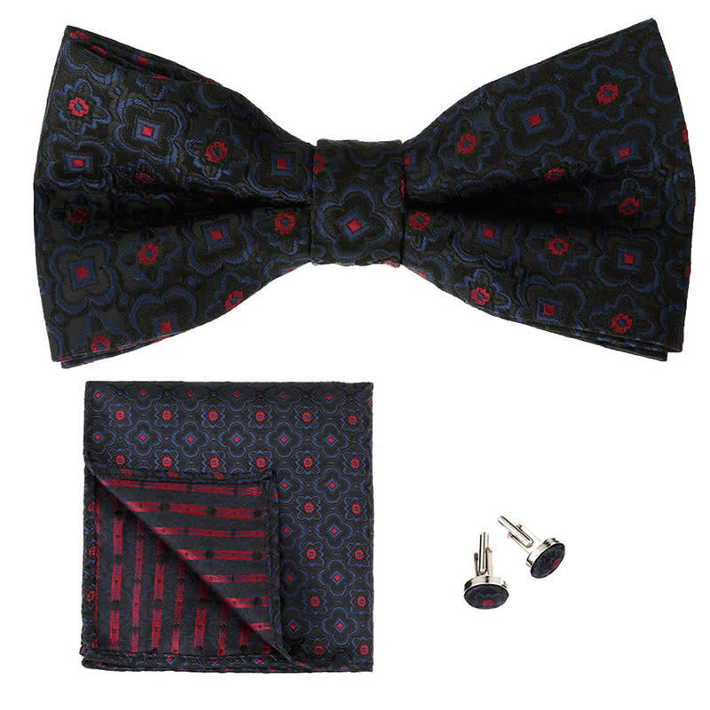 Ensemble de 3 mouchoirs de poche et noeud papillon à motif géométrique pour homme
