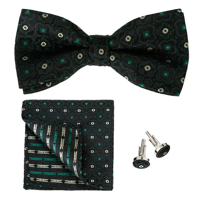 Ensemble de 3 mouchoirs de poche et noeud papillon à motif géométrique pour homme