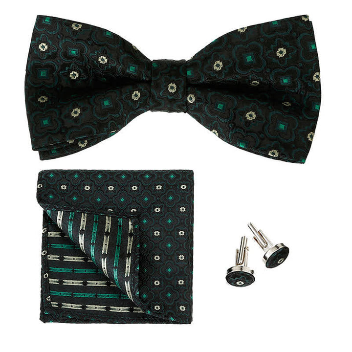 Ensemble de 3 mouchoirs de poche et noeud papillon à motif géométrique pour homme