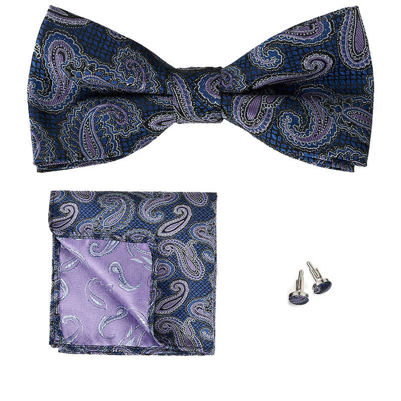 Ensemble de 3 nœuds papillons classiques à motif cachemire pour homme