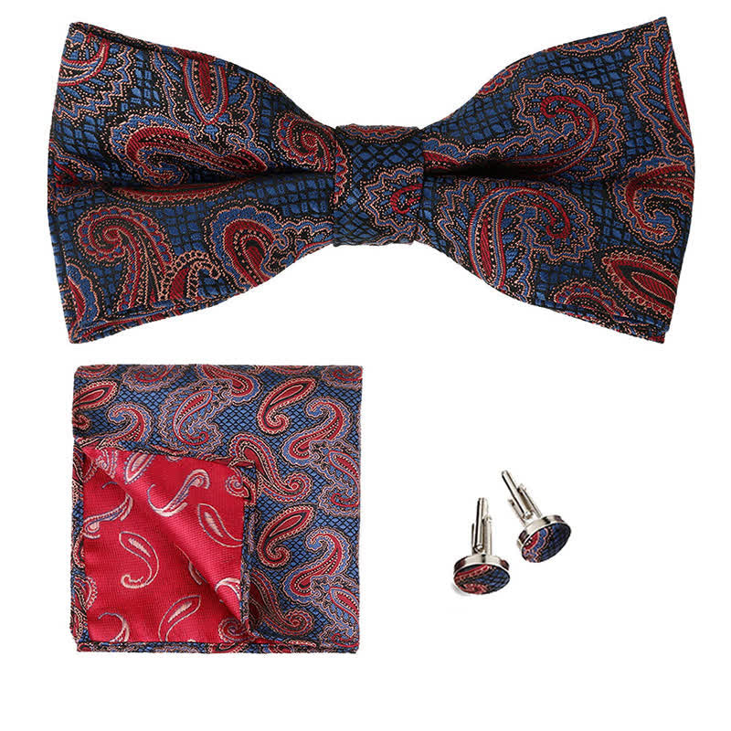 Ensemble de 3 nœuds papillons classiques à motif cachemire pour homme