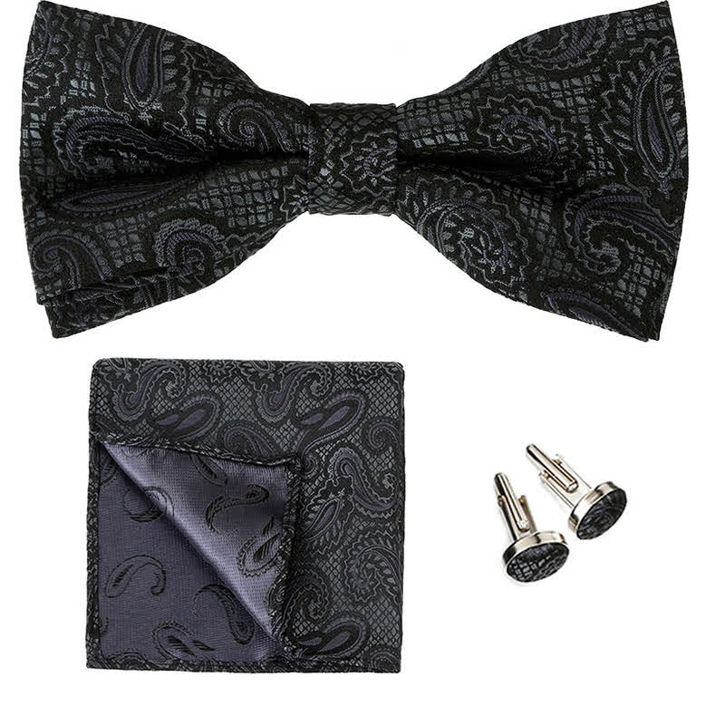 Ensemble de 3 nœuds papillons classiques à motif cachemire pour homme