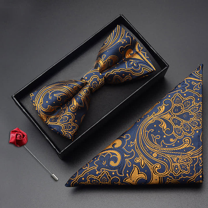 Ensemble de 3 nœuds papillons de poche à motif cachemire noble pour homme