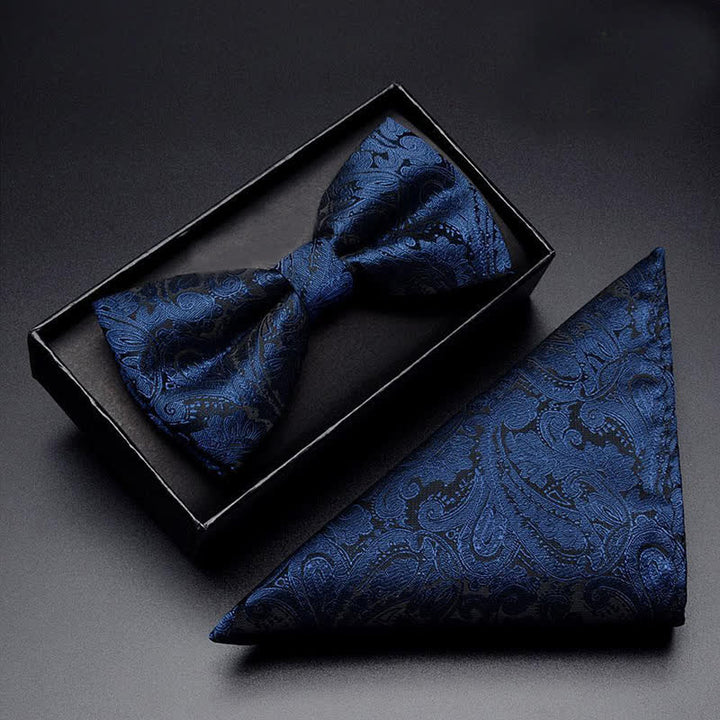 Ensemble de 3 nœuds papillons bleu marine à motif cachemire pour homme
