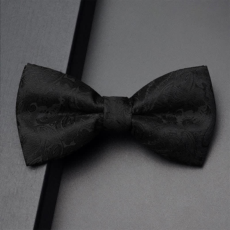 Ensemble de 3 pièces pour homme : nœud papillon, corsage de poche et motif cachemire noir - Plaine - Noeud papillon - image 3