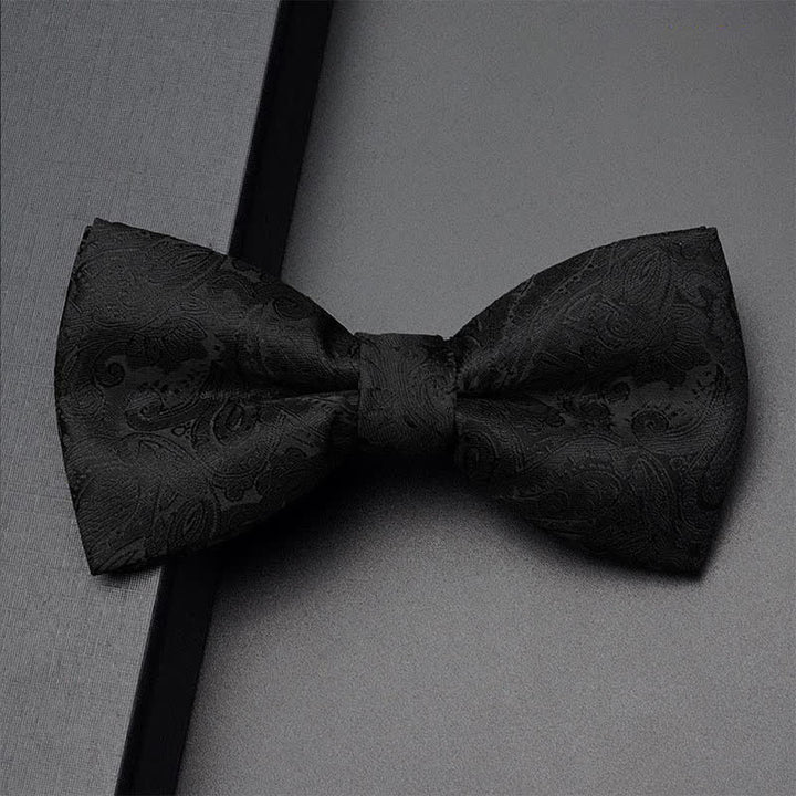 Ensemble de 3 pièces pour homme : nœud papillon, corsage de poche et motif cachemire noir - Plaine - Noeud papillon - image 3