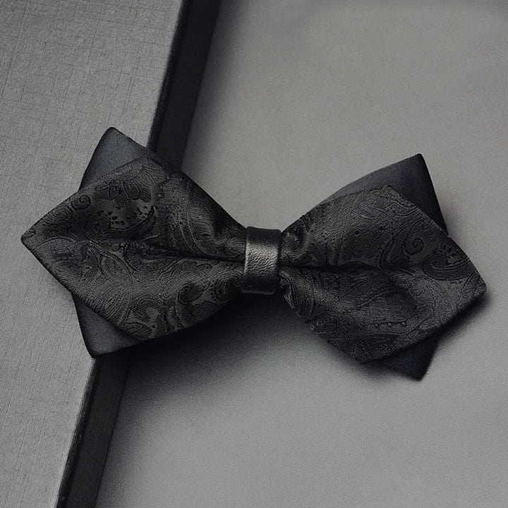 Ensemble de 3 pièces pour homme : nœud papillon, corsage de poche et motif cachemire noir - Pointu à double couche - Noeud papillon - image 6