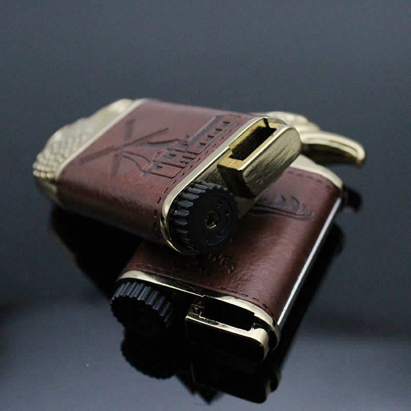 Briquet au butane rechargeable en cuir Eagle Head