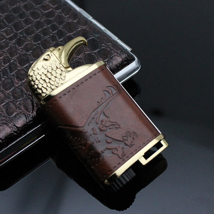 Briquet au butane rechargeable en cuir Eagle Head